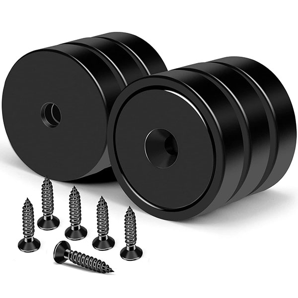 150LB Heavy Duty Neodymium Magnets with Hole Black Pot Magnets with Screw for Wall Mounting