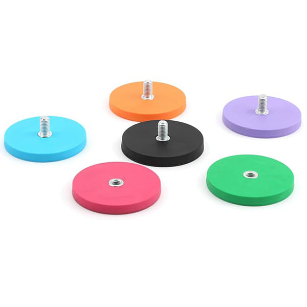 Colorful Rubber Coated Magnets 26LBS with M6 Male Threaded Studs