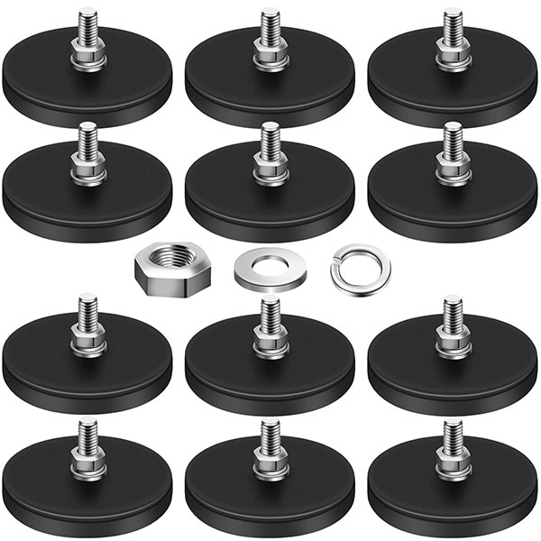 30LBS Rubber Coated Magnet with M5 Threaded Magnet with Bolts and Nuts