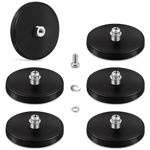 Rubber Coated Magnets 26LBS Neodymium Magnet Base with M6 Threaded Studs