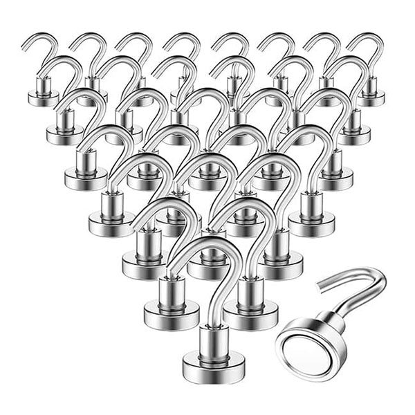 25Lbs Black Sliver Neodymium Magnet Hooks Strong NdFeB Magnetic Hooks